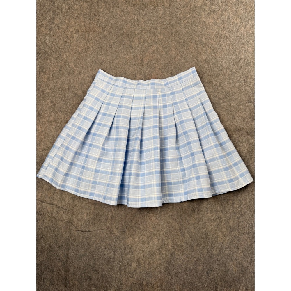 Unbranded Plaid Pleated Skort Women L Blue White Mini Tennis Skirt Y2K Preppy